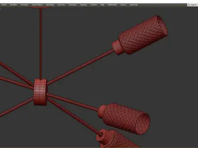 Sputnik Chandelier six cylinders Low-poly 3D model