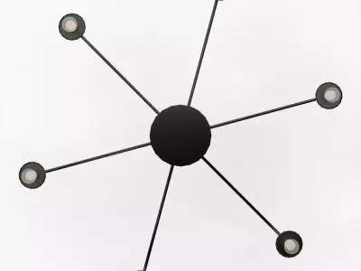 Quinn Wide 6-Light Chandelier - Old Bronze Industrial Modern Low-poly 3D model