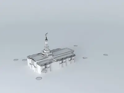 LDS Temple Fresno California Templo Mormon ( Febore). Free 3D model