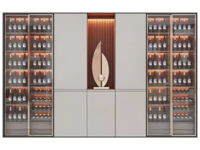 Shelf 3d Model wine cabinet with glass doors 3D model