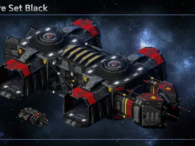 Spaceship Pirate Resource Ships Low-poly 3D model