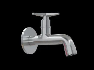 Tap chrome Low-poly 3D model