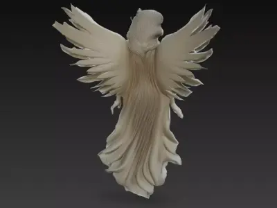 Elegant Female Angel with Wings Statue 3D print model
