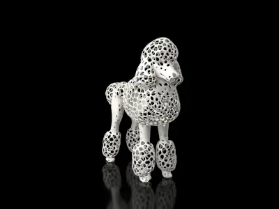 Poodle Voronoi Low-poly 3D model
