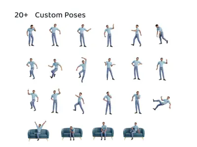 Cartoon Black Man Rigged Blender 3D model