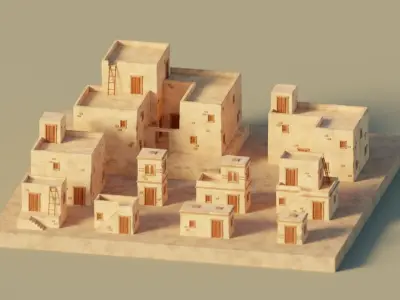 10 Desert Homes Pack  - Lowpoly Low-poly 3D model