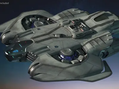  Futuristic Spaceship Transporter Rigged for Maya 