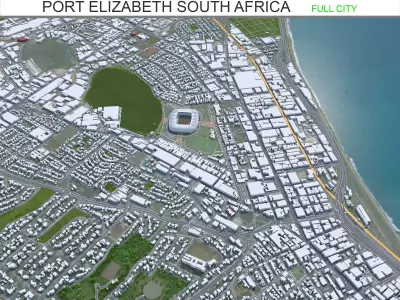 Port Elizabeth South Africa 40km Low-poly 3D model