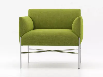 Armchair lounge chair fabric with chrome legs 3D model