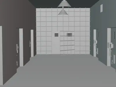 The Prision prison hallway with lights and brick walls Free 3D model