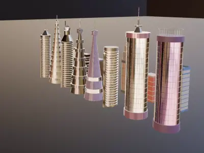 Skyscraper Building Pack  Low Poly Game Ready  City Assets Low-poly 3D model