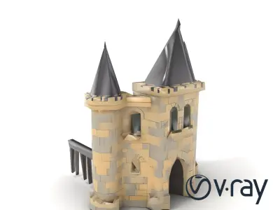 Majestic Stone Castle with Arched Windows model pack Low-poly 3D model