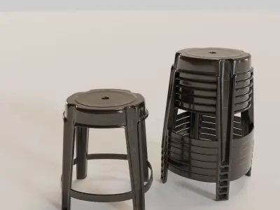 Stackable Plastic Stool Low-poly 3D model