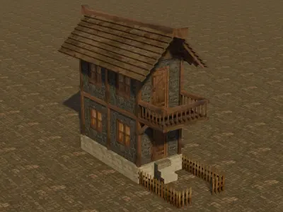 Medieval house Free low-poly 3D model 13