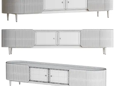 Palley Modern Glass Doors in White for TV 3D model