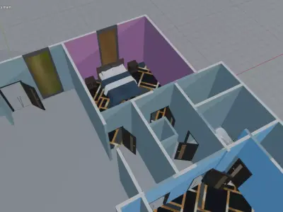 house whit open interior  3D model