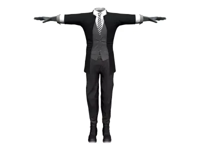 Sci-Fi Suit Jacket Pants Boots Outfit Low-poly 3D model