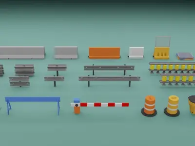 Low Poly Traffic Barrier Assets Low-poly 3D model