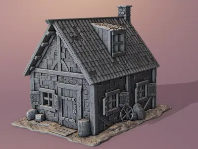 Medieval house 3D print model