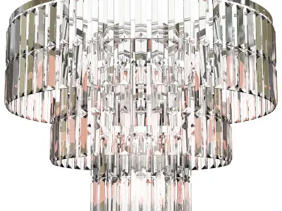 1920s Odeon Chandelier Chrome 60 3D model