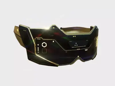 SciFi Glasses F08 Black Gold - Character Design Fashion Low-poly 3D model