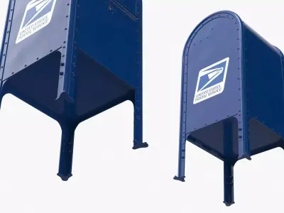 USPS Curbside Mail Box Blue 3D model