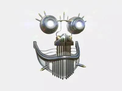 Steampunk Mask A03 Metal Gold - SciFi Character Design Low-poly 3D model