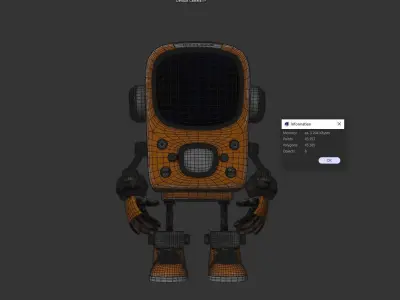 Retro Phoned Head Cute Robot Low-poly 3D model