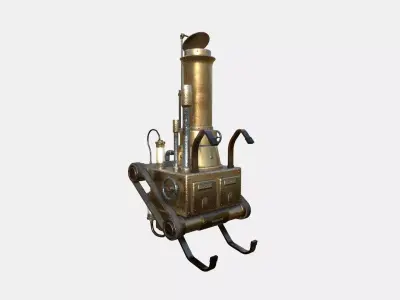 Steampunk Backpack 01 Bronze - Character Design Fashion Low-poly 3D model