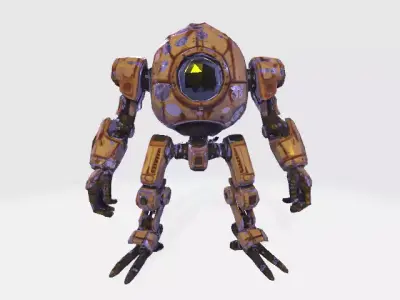 QuadraBot Pack - 4 Low Poly Sphere-Head Robots - Game-Ready Low-poly 3D model