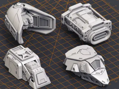 Mech Warrior Hard Surface Kitbash 1 of 20 3D model