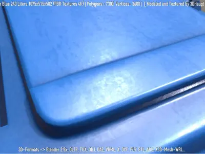 Plastic Waste Bin Blue 240 Liters 1075x515x582 Low-poly 3D model