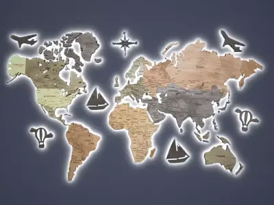  wooden map on the wall Low-poly 3D model purchase