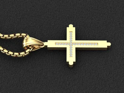 High Cross Pendant Light Gold 18K 3CP096 3D model