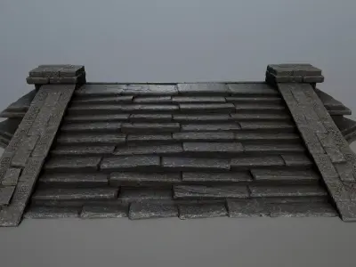 stair stone roof Low-poly 3D model