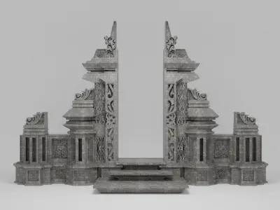Javanese and Balinese art carved gates Low-poly 3D model