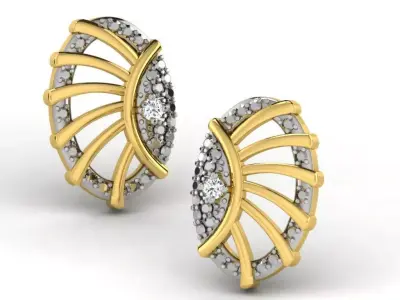 Gold Diamond Women Earring 3D print Model 3D print model 179