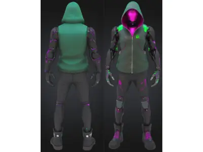 Cyberpunk Street Android Low-poly 3D model