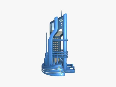 SciFi Building A03 Blue - Sci Fi Exterior Design Low-poly 3D model