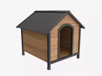 Outdoor Wooden Dog House 02 3D model
