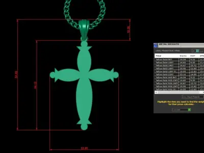 Light Gold 18K Cross Pendant 1CP075 3D print model purchase