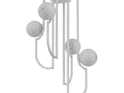 FAUST modern brass ceiling light with glass balls 3D model