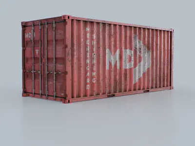 Shipping Container 20ft red color Low-poly 3D model