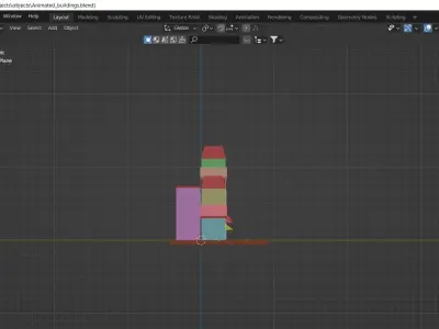 Cartoon buildings street low poly Low-poly 3D model