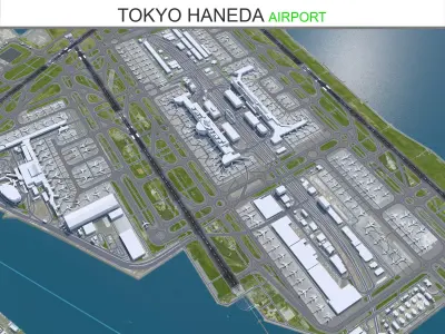 Tokyo Haneda Airport 10km Low-poly 3D model