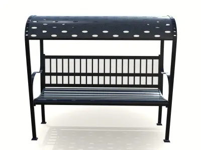 out bench steel mesh Low-poly 3D model