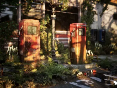 Post Apocalyptic American Diner Environment Low-poly 3D model