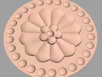 Furniture decoration round flower 3D STL model for CNC E901 3D model