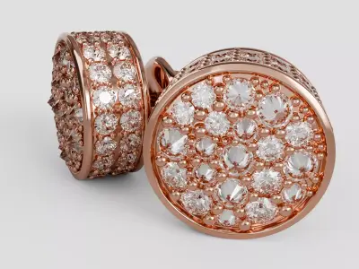 Red and Blue Gemstone Earrings Pave Design Free 3D print model