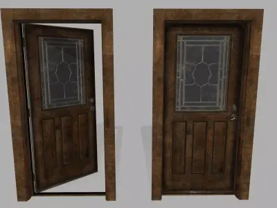 door 2 wooden - wooden Low-poly 3D model